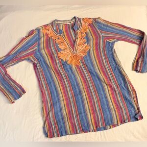 Soft Surroundings Multicolor embroidered and beaded colorful Top